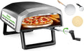 Nutrichef four à pizza, 30,5 cm, Noir/Gris, Fours à pizza d'extérieur portables de table, pierre à pizza rotative à 360°