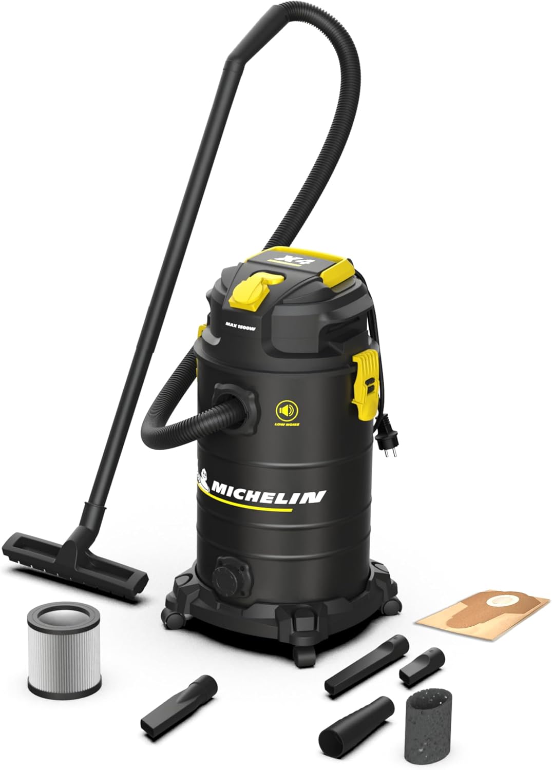 MICHELIN aspirateur eau et poussière, 30 L, 1000 W, 60 dB, 4,5 m, Argenté