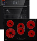 KKT KOLBE four encastrable, 60 cm, Noir/Rouge, Cuisinière autonome, EB8017TFT, Plaque de cuisson vitrocéramique CH7705RL 7705RL