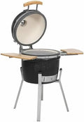 YSXXIAN fumoir, 53 cm, 21 Pouces, Coque en acier inoxydable émaillé, Noir/Bois/Argent, Barbecue Kamado Ceic