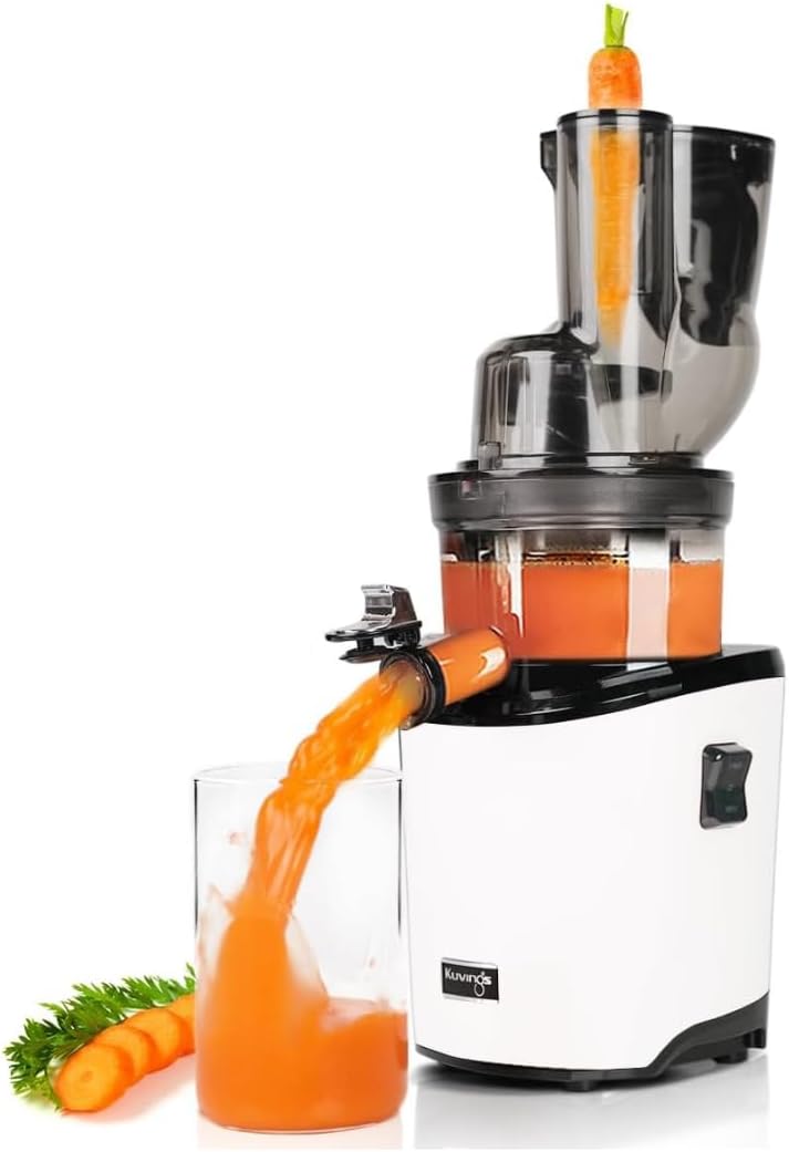 Kuvings Extracteurs de jus à vis simple, Blanc, Extracteur de jus REVO830, Double embouchure, Découpe automatique