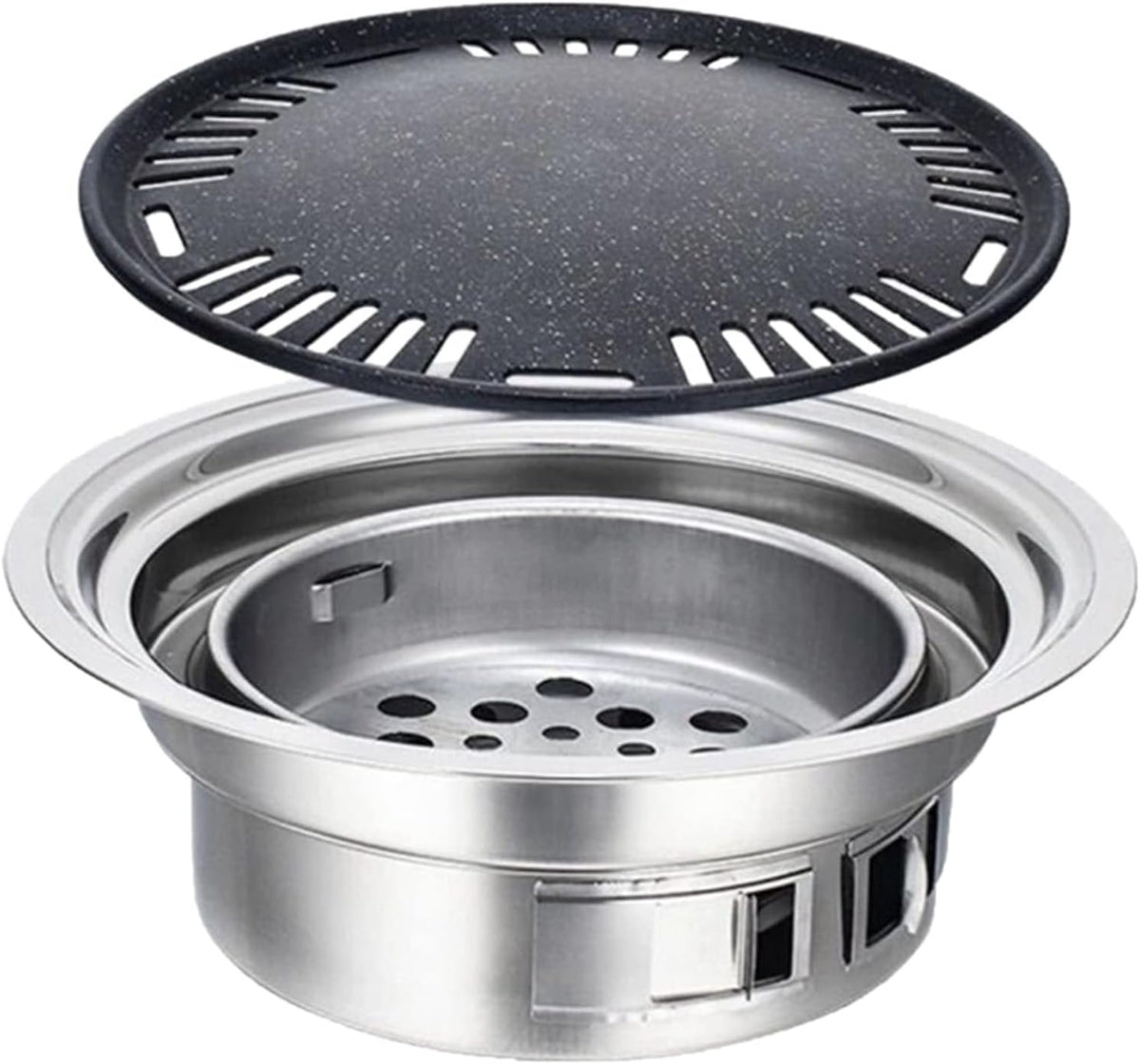 Grilles barbecue à charbon, Noir/Argent, à charbon de bois, portables et antiadhésives en acier inoxydable pour barbecue extérieur