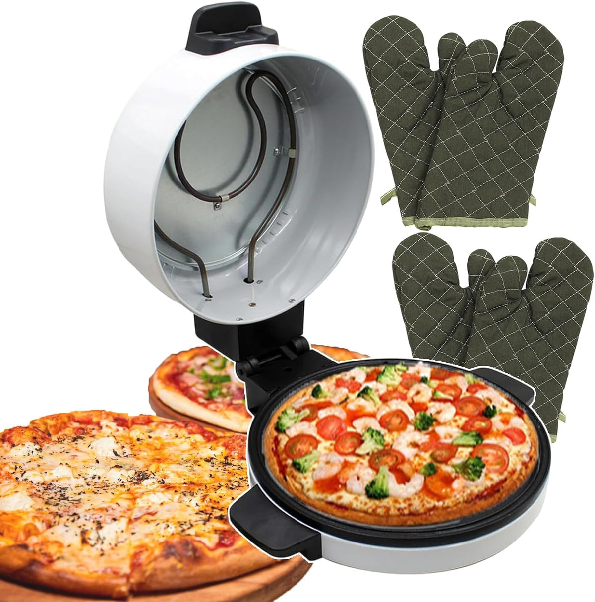 forplubossmmp four à pizza, 30 cm, 2000w, acier inoxydable, Noir/Argenté, De Comptoir Mini Machine À Pizza