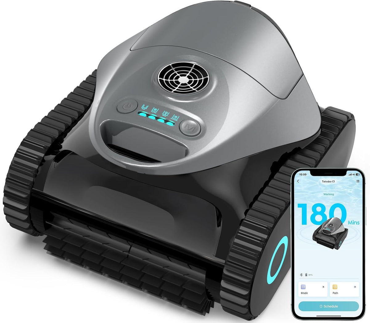 BRINBO Systèmes de nettoyage automatique, 150 m, Noir, C1 Robot Piscine Fond et Parois (2026 Nouv), Double filtration