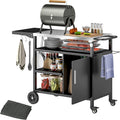 Outsunny plancha, 127x51x84 cm, Noir/Gris/Argent, Desserte de Jardin Chariot de Barbecue avec Plateau en Acier Inoxydable