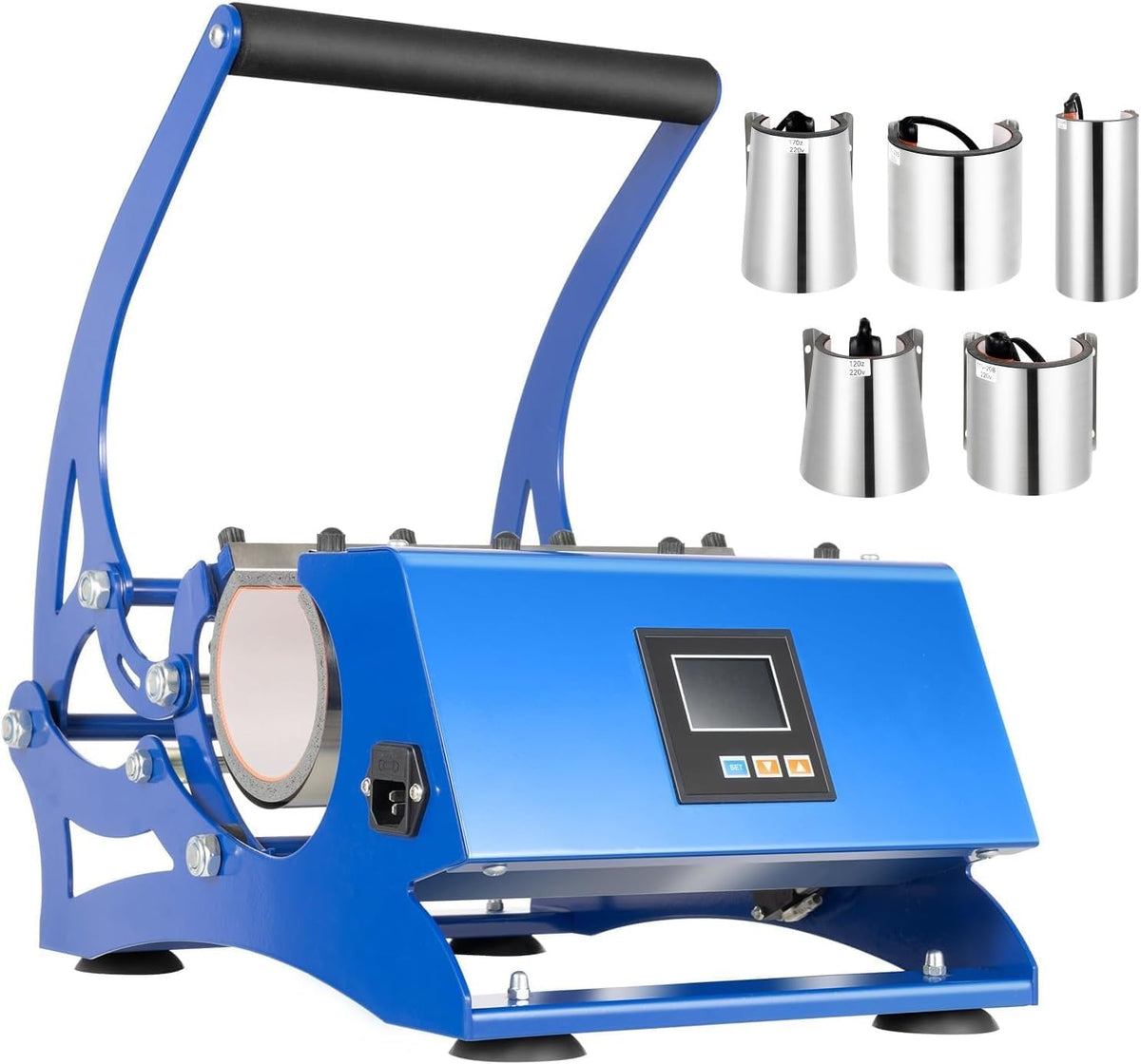 DOPBENT Presses à imprimer, 29 x 41,5 x 40 cm (déplié), 500 W., 220 V., fer, acier inoxydable, aluminium de silicium, caoutchouc, bleu + noir