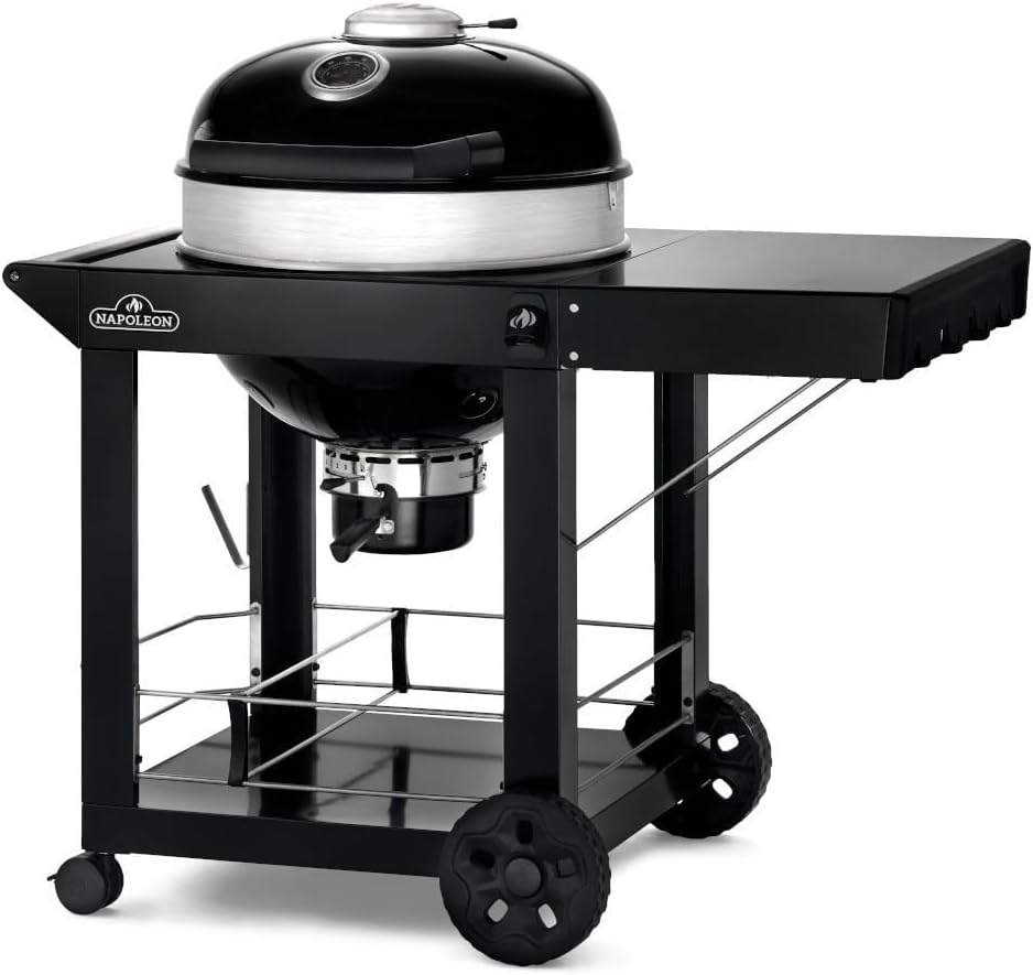Napoleon barbecue à charbon, 57 cm, 57 cm, Noir/Argent, Kettle Pro sur chariot + Housse pour Kettle PRO sur chariot + Rôtissoire
