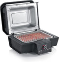 Severin Grills électriques d'extérieur, 000 W, Noir/Argent, Gril électrique 3 avec couvercle, Gril de table avec sonde thermique