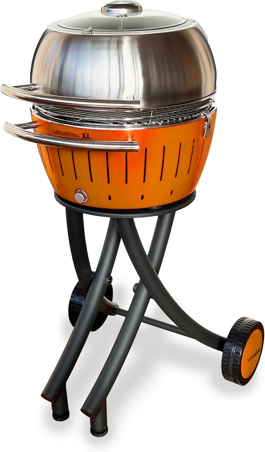 LotusGrill barbecue à charbon, Orange/Argent, Barbecue de jardin XL vert citron