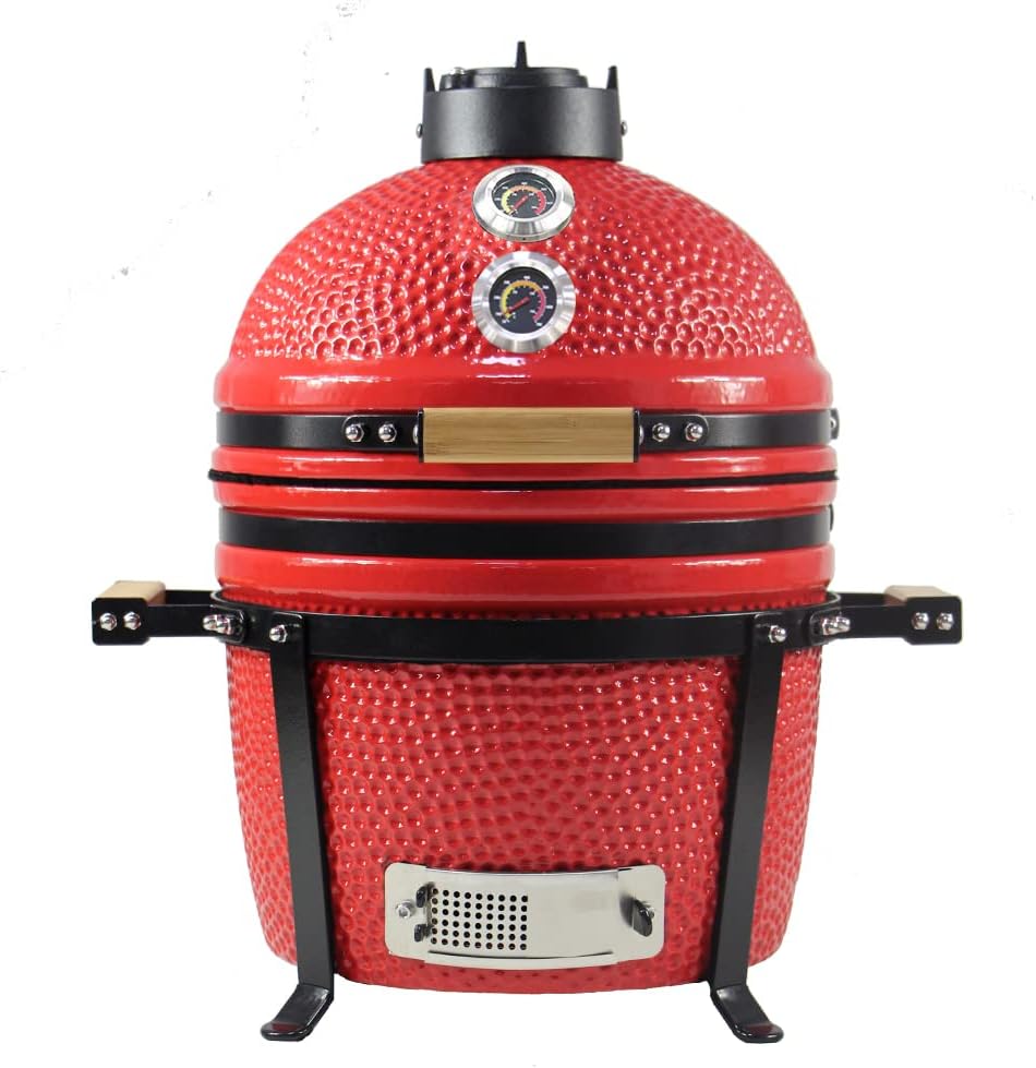 YNNI KAMADO fumoir, 40 cm, Rouge/Noir, TQ0015RE Kamado sur pied, barbecue, barbecue, céramique, TQ0015RE