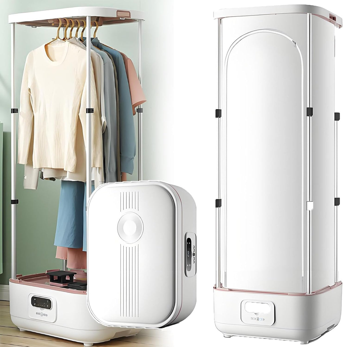 armoire Sèche, 900 W, 10 kg, Gris, -vapeur portable, à vapeur pliable avec télécommande, élimine les plis