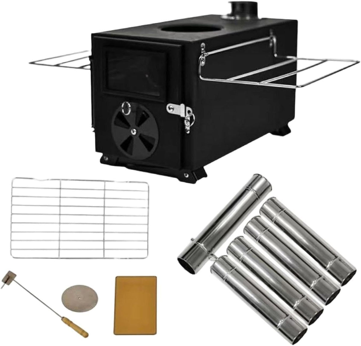 Outil barbecue à charbon, Noir/Argent, de barbecue portable, pour le camping et le hayon