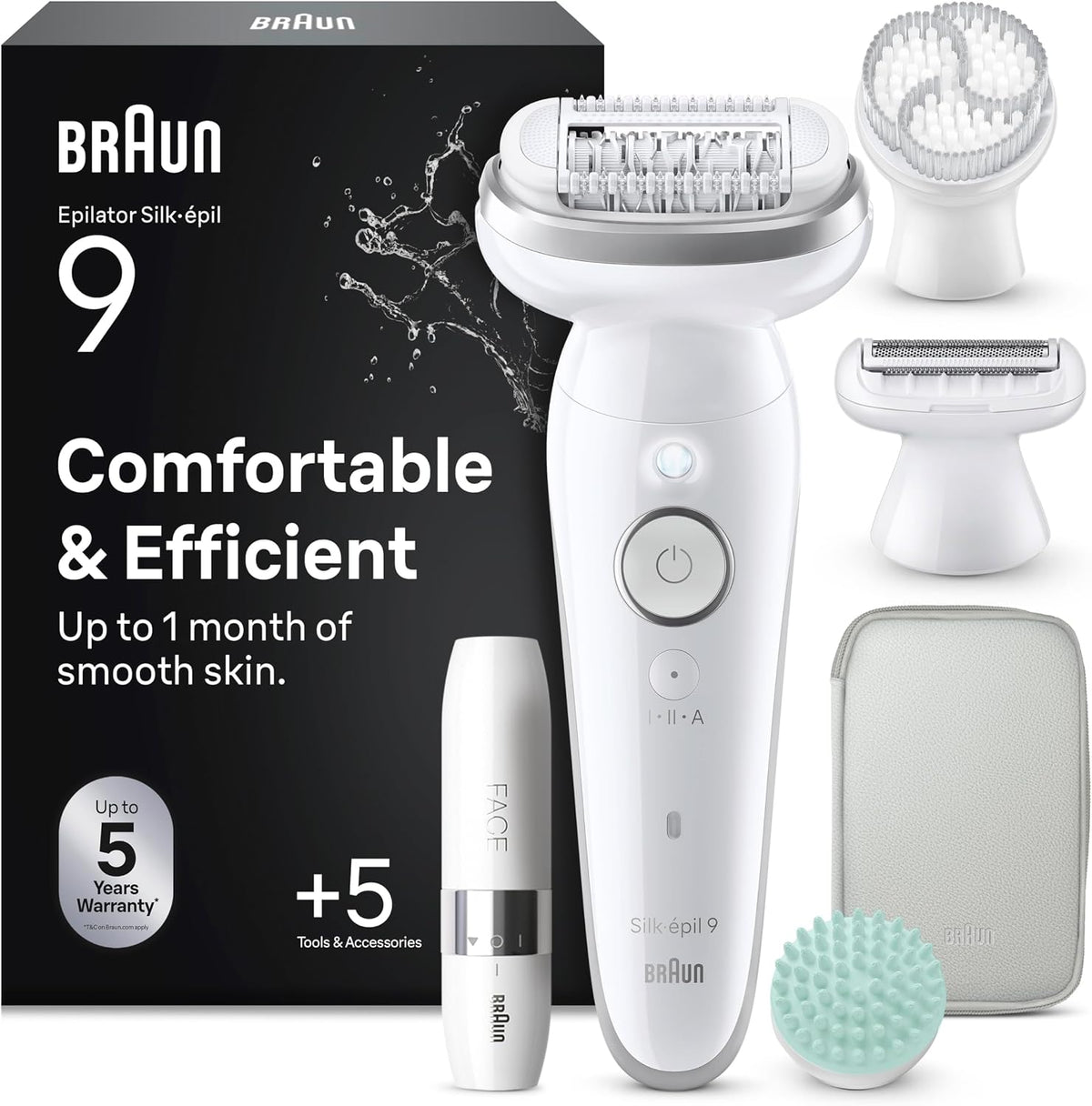 Braun épilateur électrique, Marron/Argenté, Epilateur Electrique Femme Silk Epil 9 SkinSpa 9-381