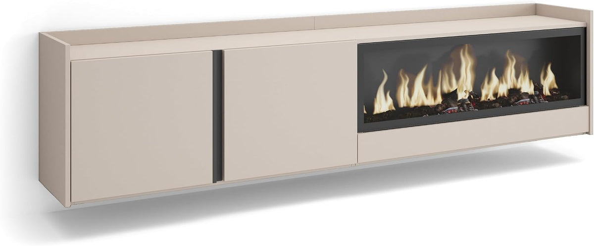 Skraut Home cheminée électrique, 107 cm de large, 32 cm de haut., 34w., 212x50x35 cm, Beige, Meuble TV, Banc Télé