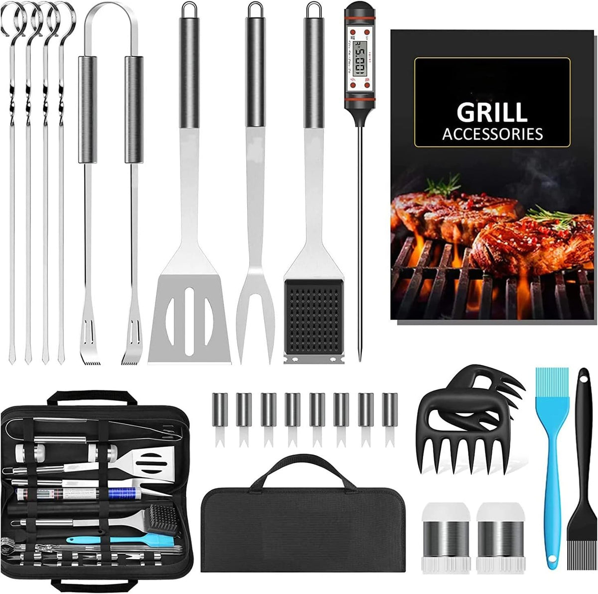 MQPALZKD Brosses-racloirs pour barbecue, Argent/Noir/Bleu