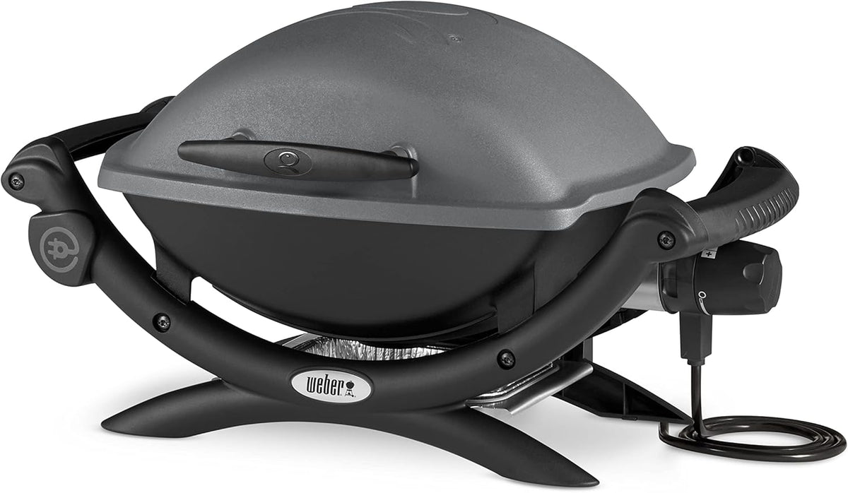 Weber barbecue à charbon, 43 x 32 cm, 1,80 m, Gris/Noir, Barbecue électrique Q 1400 / Barbecue portable, grille en fonte d'acier émaillée