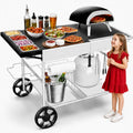 GRILL FORCE four à pizza, 127 x 63,5 cm, Noir/Gris/Argent, Table de, chariot à pizza d'extérieur avec station de survêtement