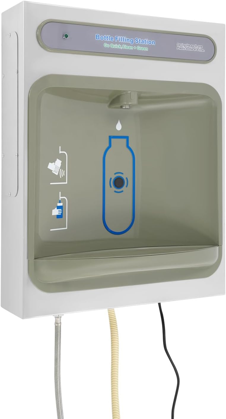 DSYOGX distributeur d'eau chaude, 46,5 x 22 x 60 cm/18,31 x 8,66 x 23,62 pouces, 25 W., 220 V, 50 Hz, plastique, acier inoxydable 304, gris