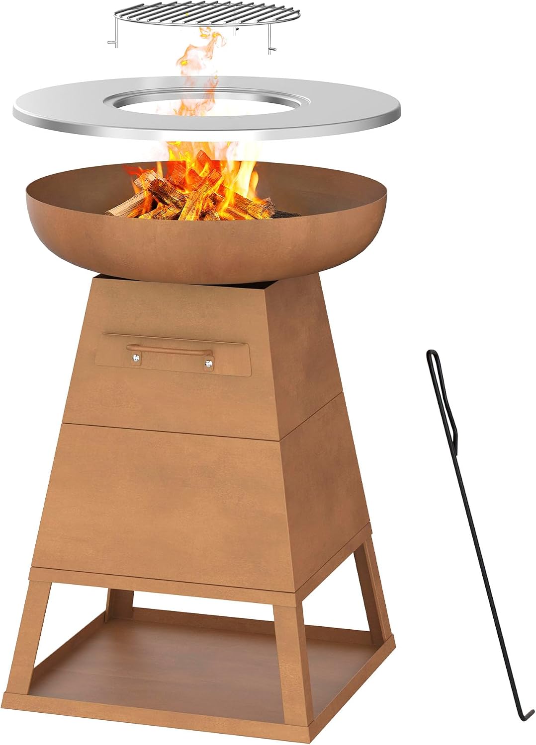 BALI OUTDOORS plancha, Rouille, Braséro Rouillé en bois extérieur Cheminée Jardin