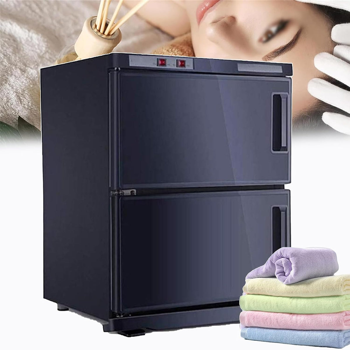 armoire PLABNK, 400 W, Noir, Désinfection Vapeur, s Doubles/Porte Ouverture Avant, Chauffage Rapide 70-80°+ Plateau Amovible Bas