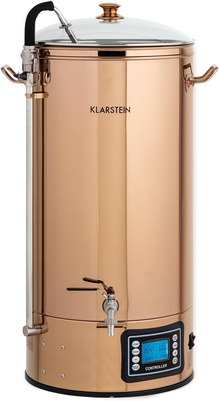 KLARSTEIN Kits de brassage maison, 3000 W, 50 L, Argenté, Kit Biere a Faire Soi Meme, Kit de Brassage Bière Complet avec Cuve de Brassage