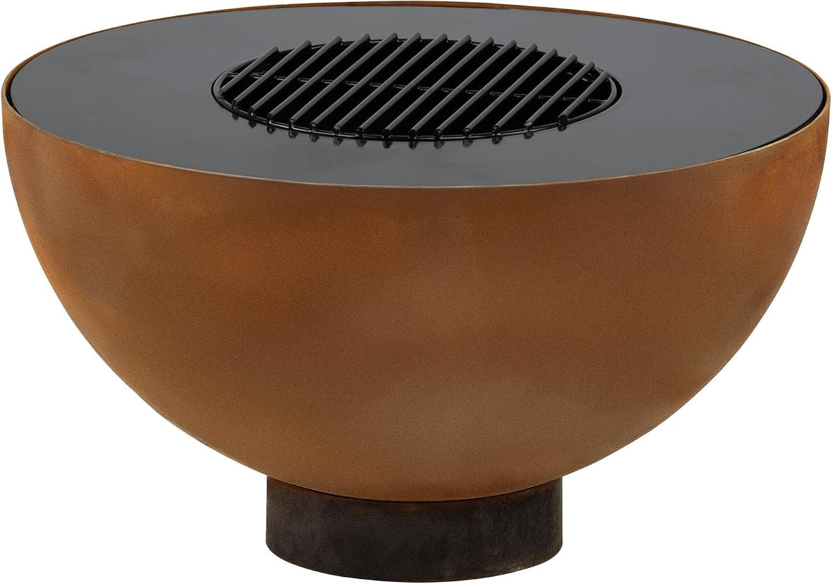 BBQ-TORO braséro, 60 cm, Rouille/Noir, Brasero avec barbecue, effet rouille, brasero pour jardin, jardin Fire Pit