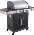 Cook'in garden plancha, Noir/Argent, Cook'in Garden - Barbecue Gaz Fidgi 4, 4 Brûleurs Inox, Couvercle avec Thermomètre