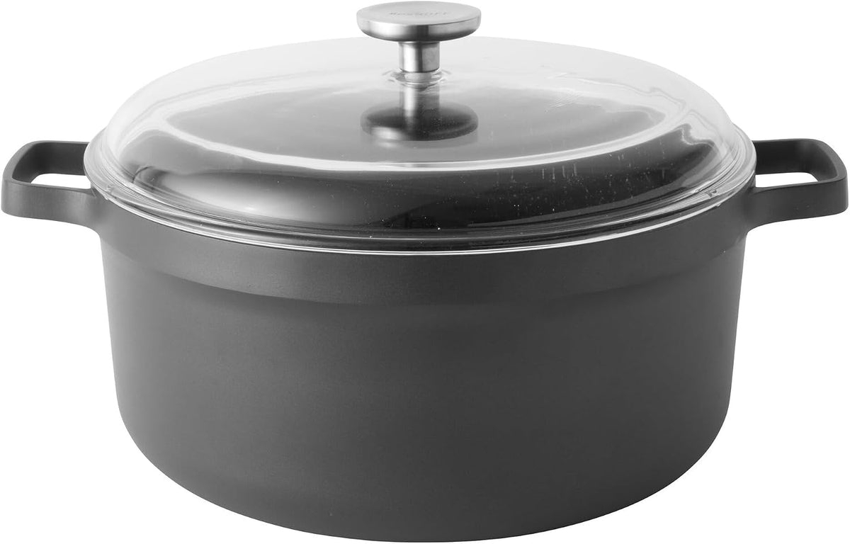 Berghoff Casseroles, 28 cm, Noir, Gem Casserole anti-adhésive avec couvercle en verre Compatible induction