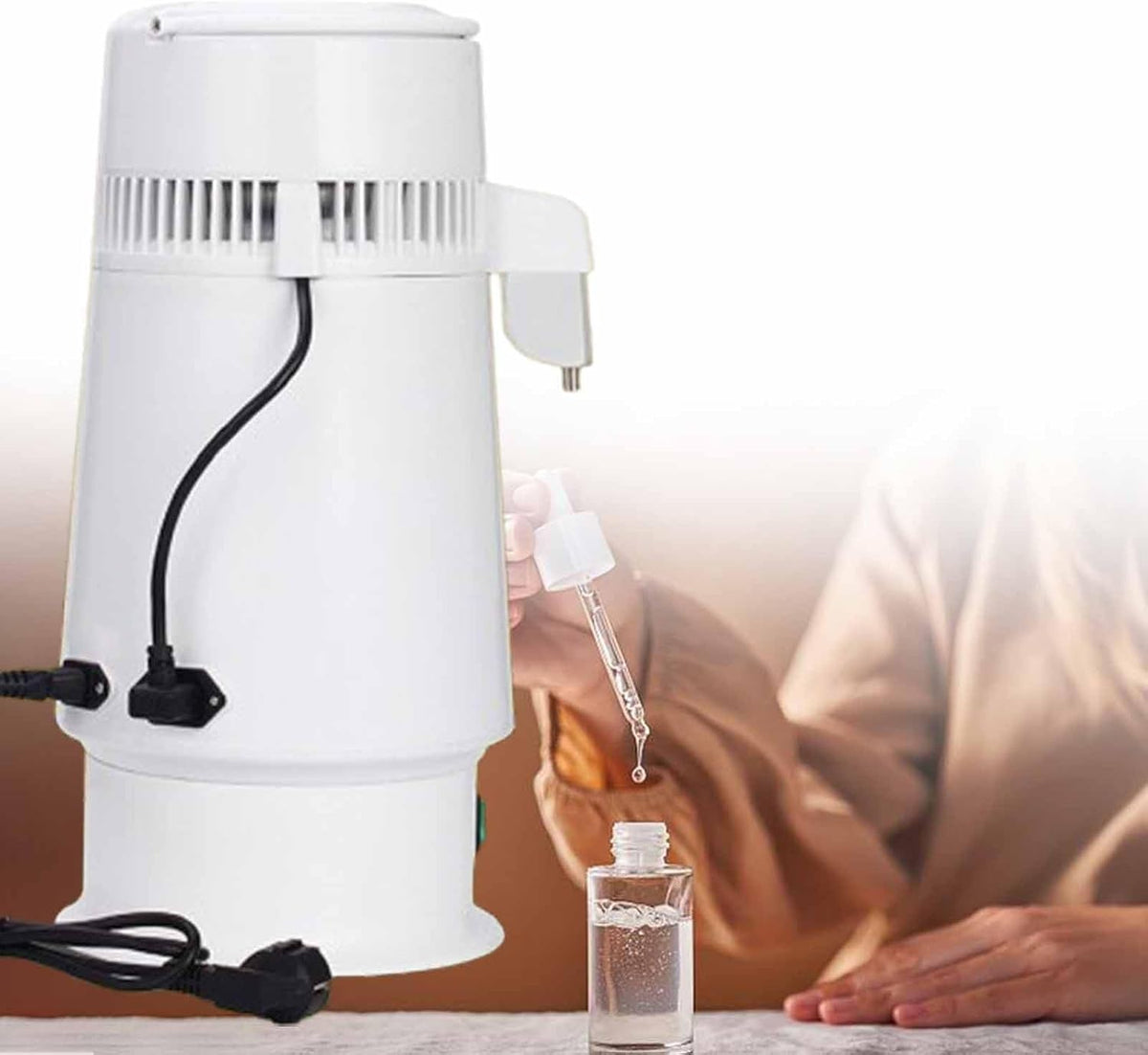 MhWrughts Purificateurs d'eau, 290 x 290 x 500 mm, 4 L, 750 W, Argenté, Distillateur d'eau, intérieur entièrement en acier inoxydable