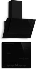 KLARSTEIN Tables de cuisson, 60 cm, 8400 W, 631,6 m, Noir, HaloSync Plaque Induction Avec Hotte Intégrée - 4 Zones
