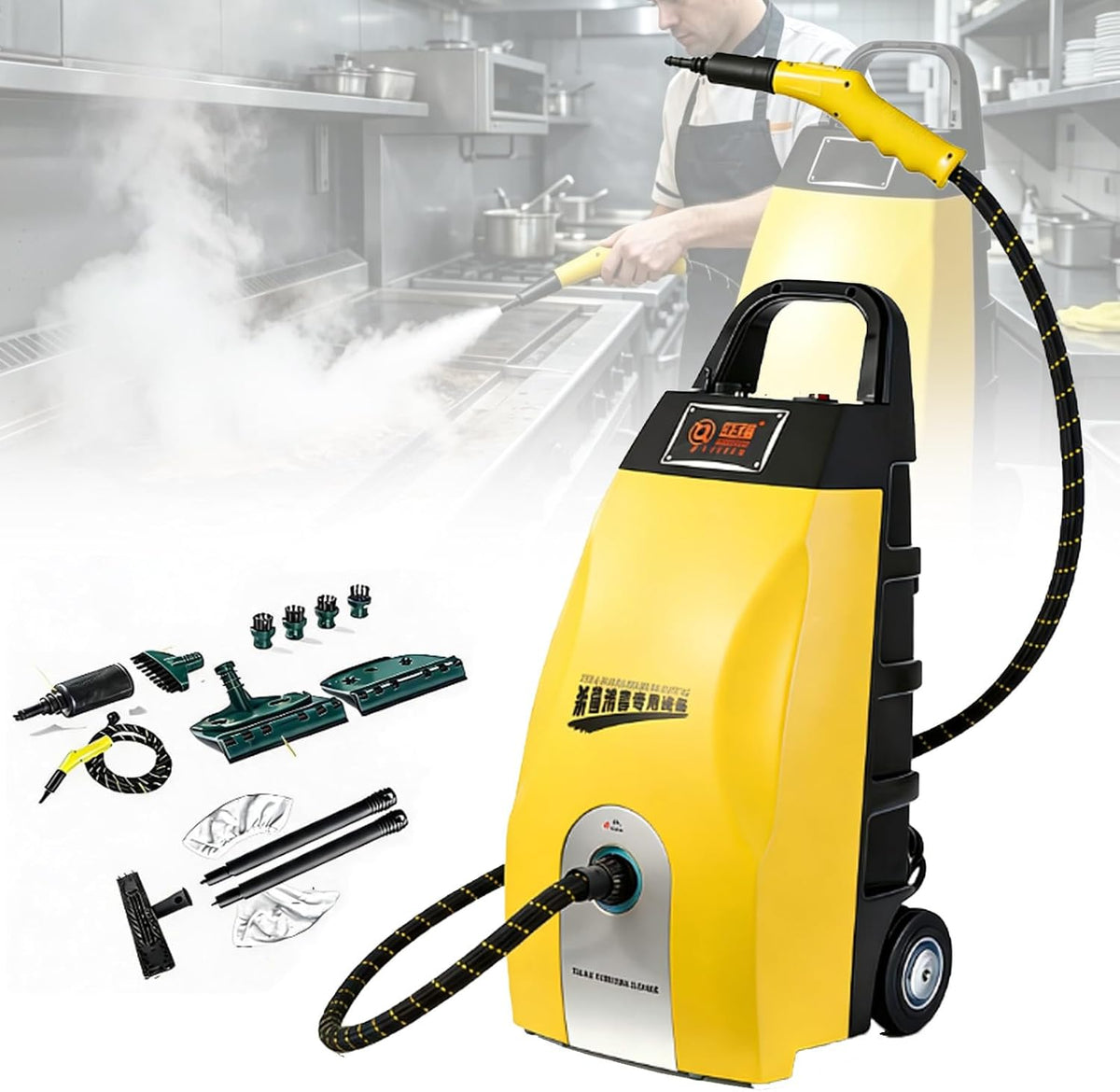 Ofyphth nettoyeur vapeur, 3,5 l, Jaune, Professionnel, réservoir de . Yellow, haute performance (110 °C / 230 °F)