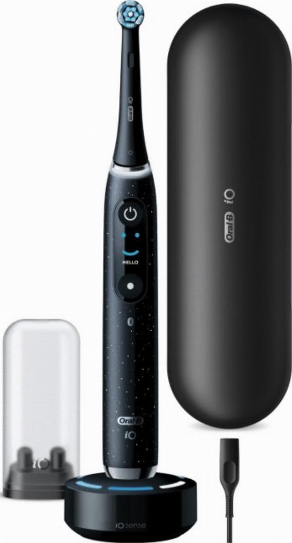 Oral-B Rotatives, Noir, iO Série 10 Brosse À Dents Électrique, Se Connecte à L'Application Mobile, Technologie Magnétique iO