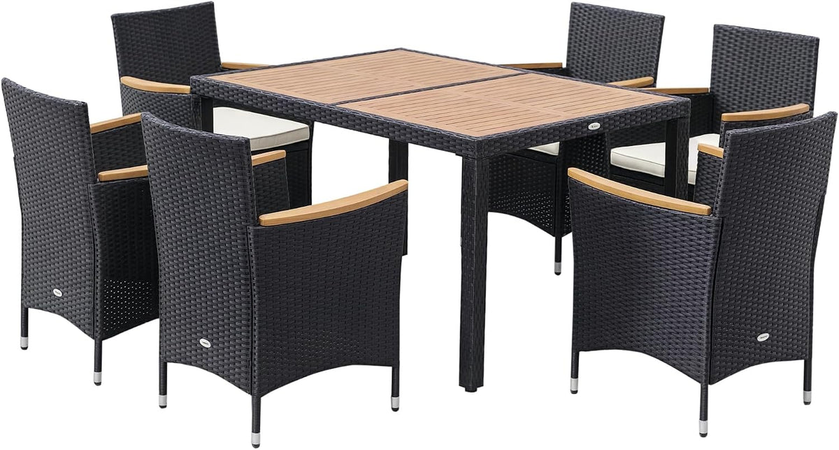 table à manger Outsunny, Noir/Beige