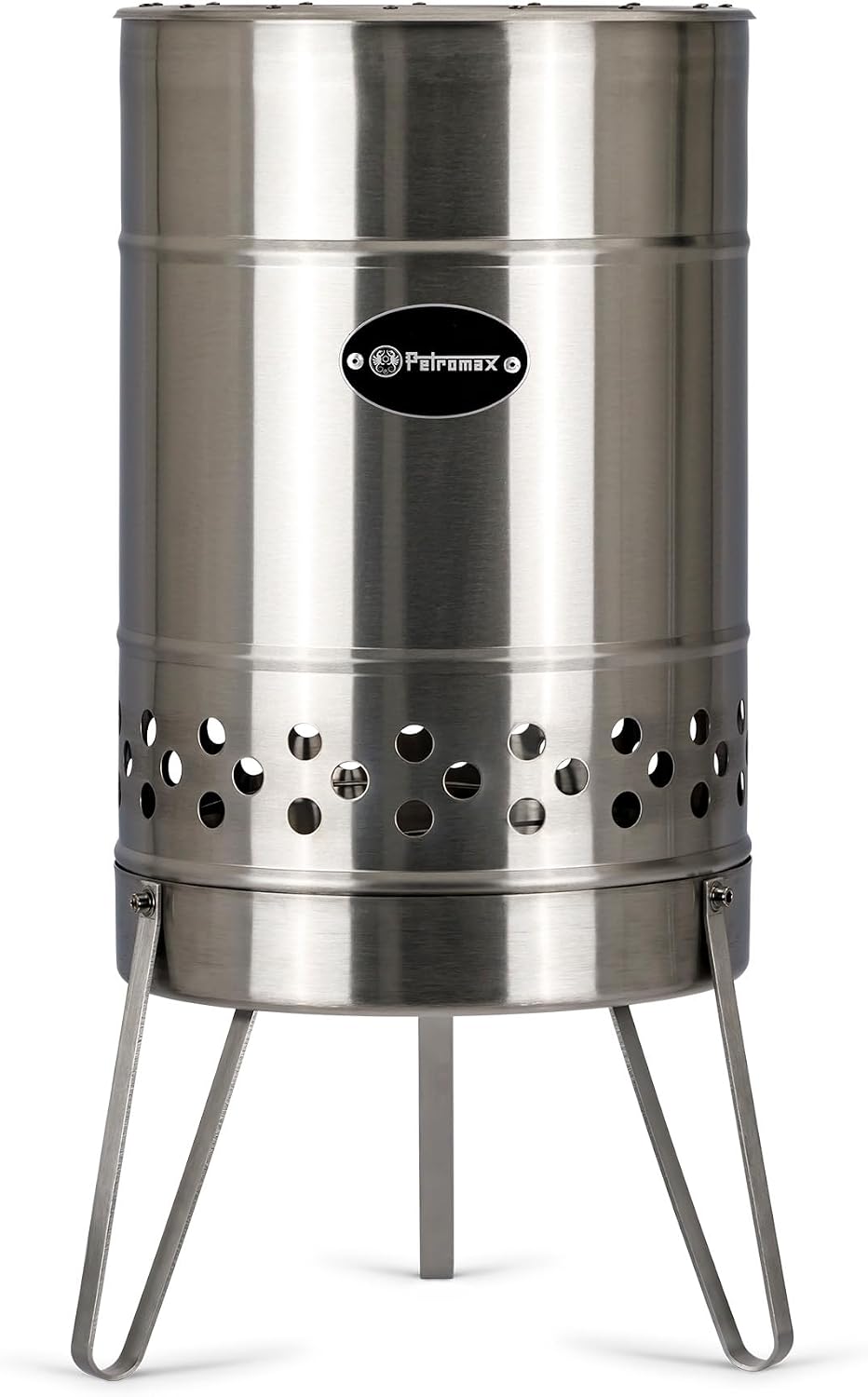 Petromax braséro, 44,5 cm, Argent, Pyron Tonneau à feu en acier inoxydable, faible fumée, diamètre, extensible pour barbecue