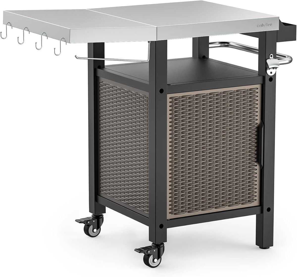 onlyfire Chariots pour barbecue, Noir/Gris, Chariot de rangement pour barbecue, barbecue et cuisine en plein air