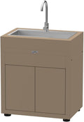 LE MARQUIER Cuisines d'extérieur, 80 x 55 x 128 cm., 80 X 55 cm, Taupe, Meuble avec Evier Integre