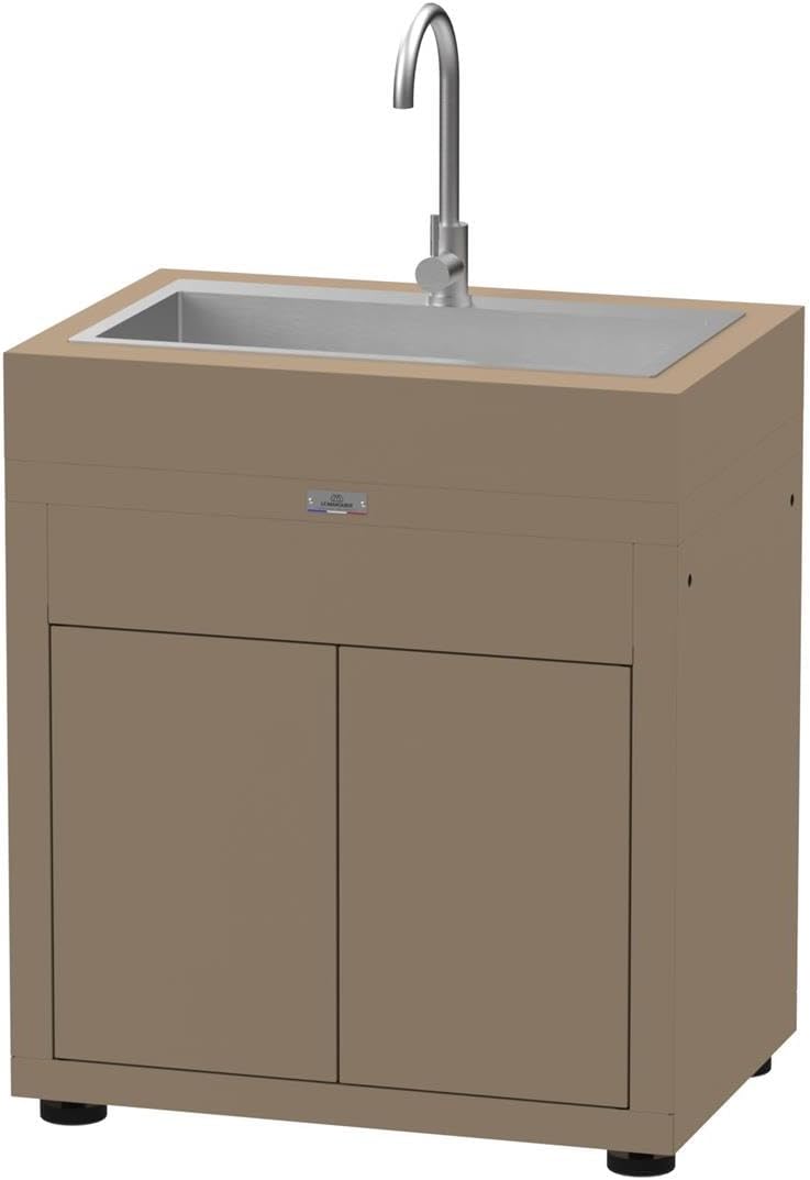LE MARQUIER Cuisines d'extérieur, 80 x 55 x 128 cm., 80 X 55 cm, Taupe, Meuble avec Evier Integre