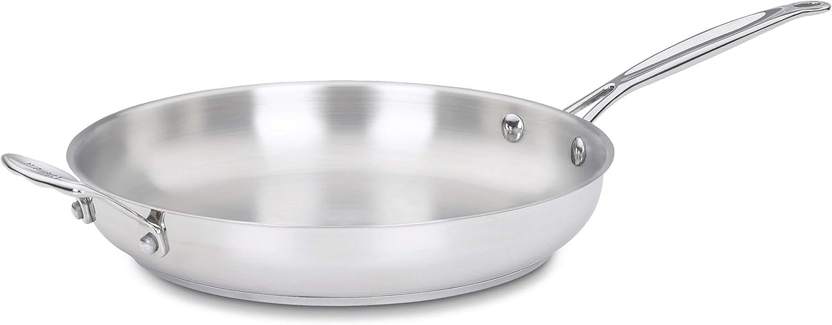 CUISINART Poêles à frire, 30,5 cm, Argent, Poêle à frire en acier inoxydable avec poignée Helper