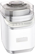 CUISINART sorbetière, 2 litres, Blanc/Gris, Ice 60WP1 Cool Creations Machine à glace en plastique sans compte à rebours