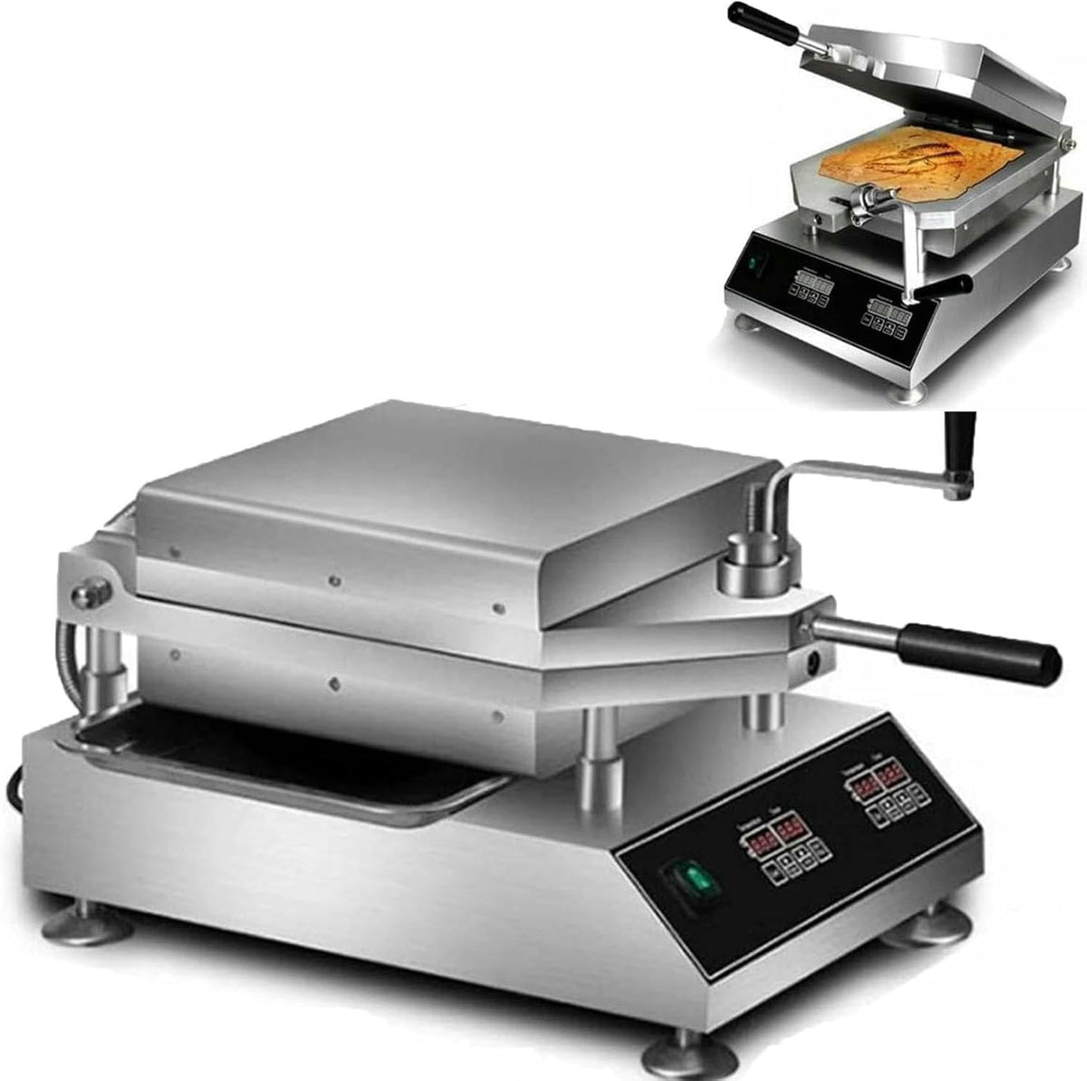 WYBYYDS grill électrique, 35,5 × 51 × 32 cm, 2800 W, Argent, Crêpière et Professionnel, 50-299 °C, Restaurants