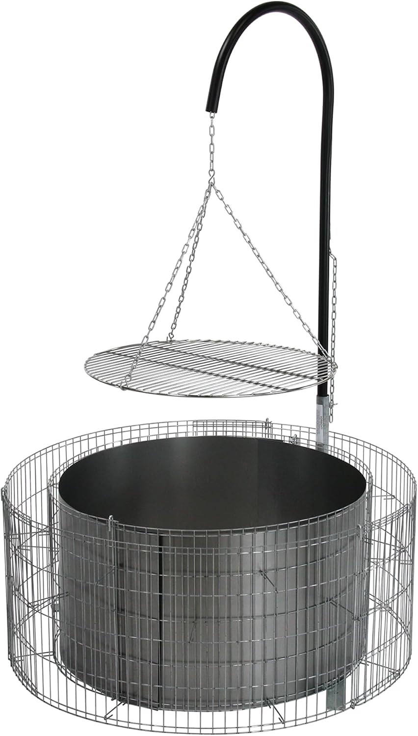 bellissa Grilles de cuisson, 72 cm, 40 cm, Noir/Gris, Potence de Barbecue et chaînes Inclus- diamètre 92/