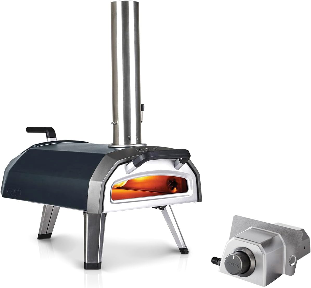 Ooni Cuisines d'extérieur, Noir/Argent, Karu 2 with Gas Burner Included, Portable Multi-Fuel Pack for Gardens and Patios