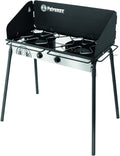 Petromax Réchauds, 115,6 x 102,7 x 67,7 cm, 5 kW., Noir/Argent, Table à gaz avec 2 brûleurs