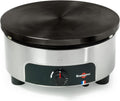 Krampouz Crêpières, 400 x 420 x 200 mm., 40 cm, Noir/Argent, Appareil à crêpes Confort rond gaz manuel avec allumage par batterie