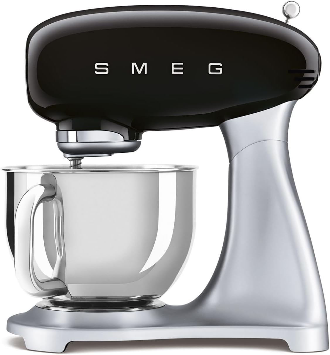 Smeg robot pâtissier, 4,8 L, 800 W, Noir, SMF02BLEU, 10 Niveaux de Vitesse, Fonction Mise en Marche Progressive