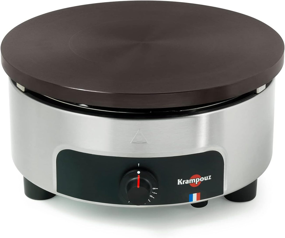 Krampouz Crêpières, 420 x 400 x 200 mm., 40 cm, Noir/Acier Inoxydable, Appareil à crêpes standard rond gaz manuel