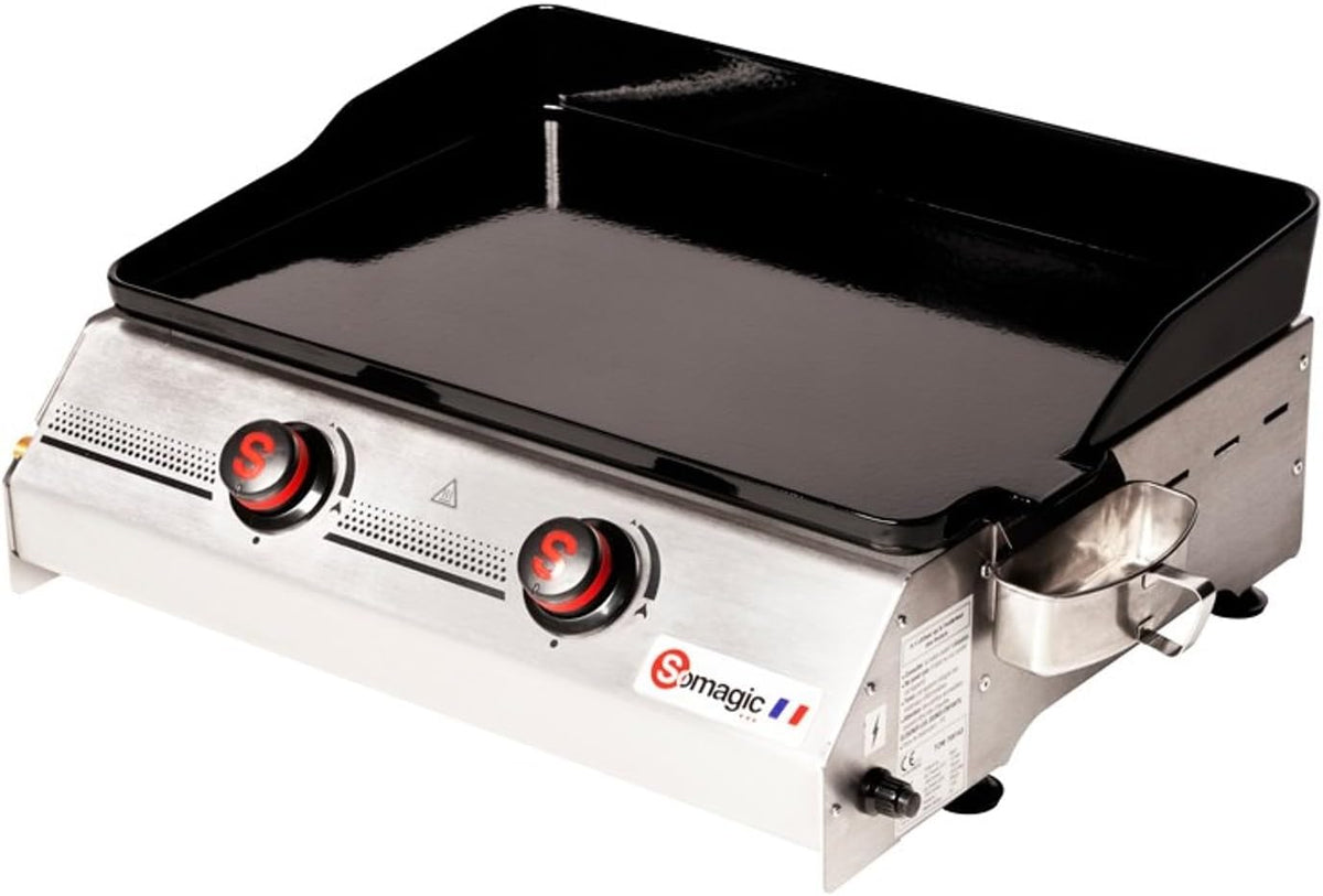 Somagic plancha, 7 kW, Argent/Noir, au gaz SO PREMIUM 2 brûleurs
