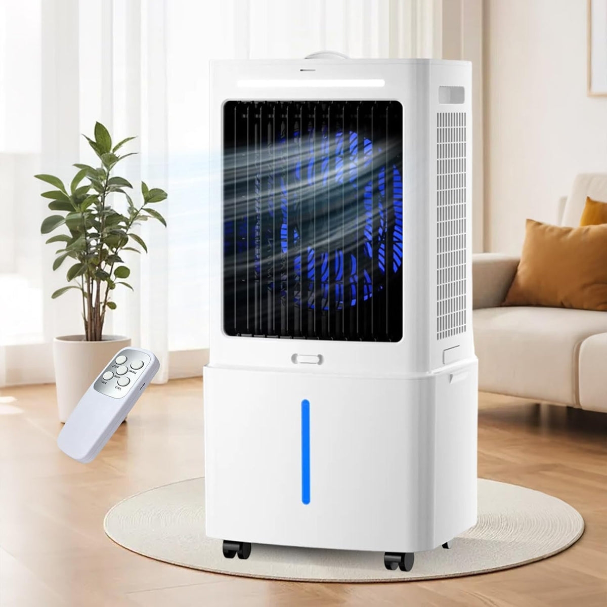 MESCXTY rafraîchisseur d'air, 25 L, Blanc, Refroidisseur d'air Grand Format, humidificateur évaporatif Mobile
