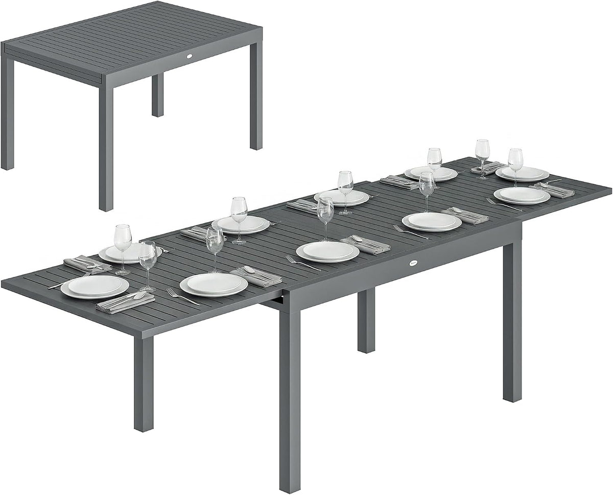 Outsunny Tables à manger, 270 cm, Gris Anthracite
