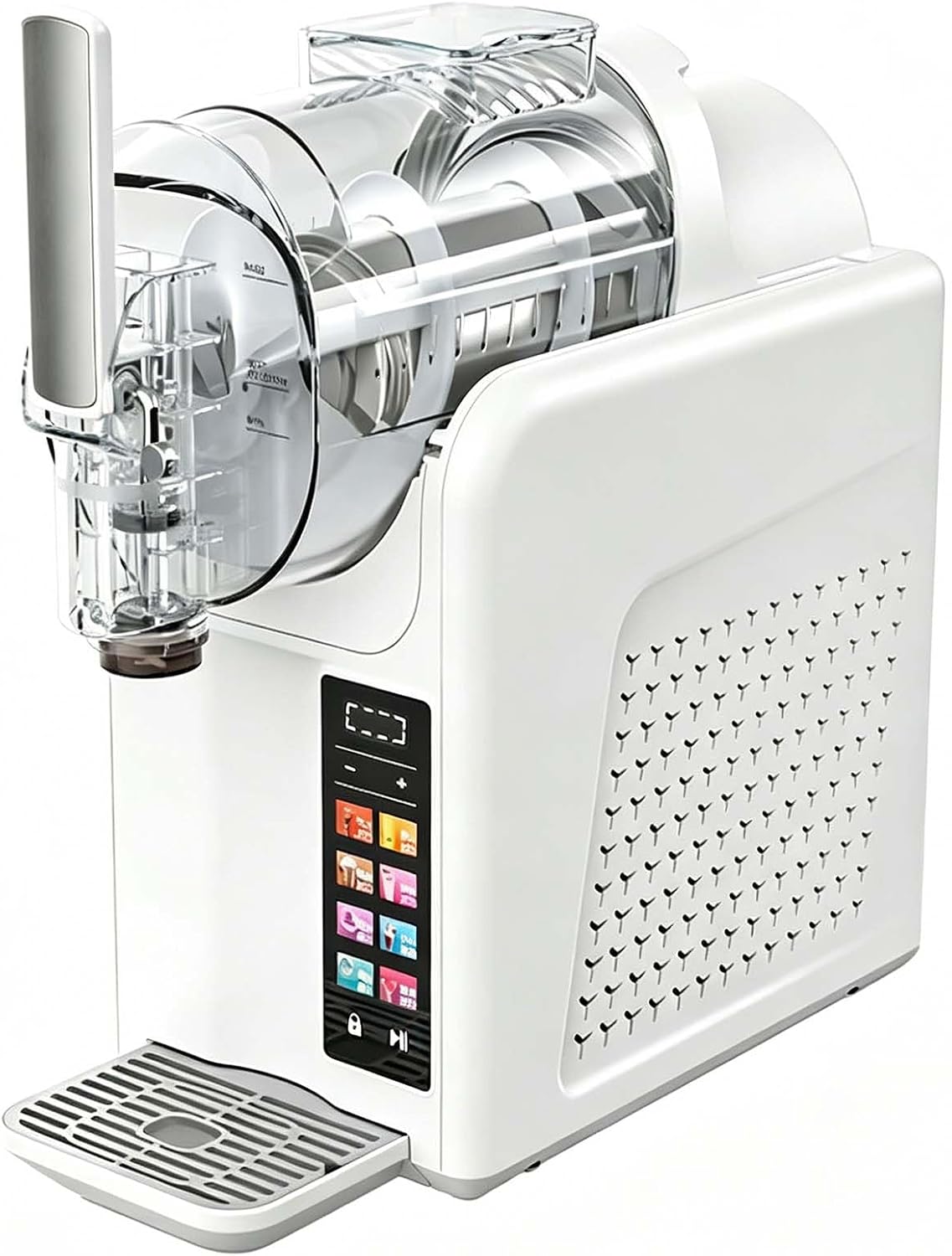 Machine sorbetière, 398 x 190 x 407 mm, 185 W, 220-240 V, 2l, 185w, Blanc, à Granité, 7 Modes Prédéfinis, Autonettoyante et Démontable